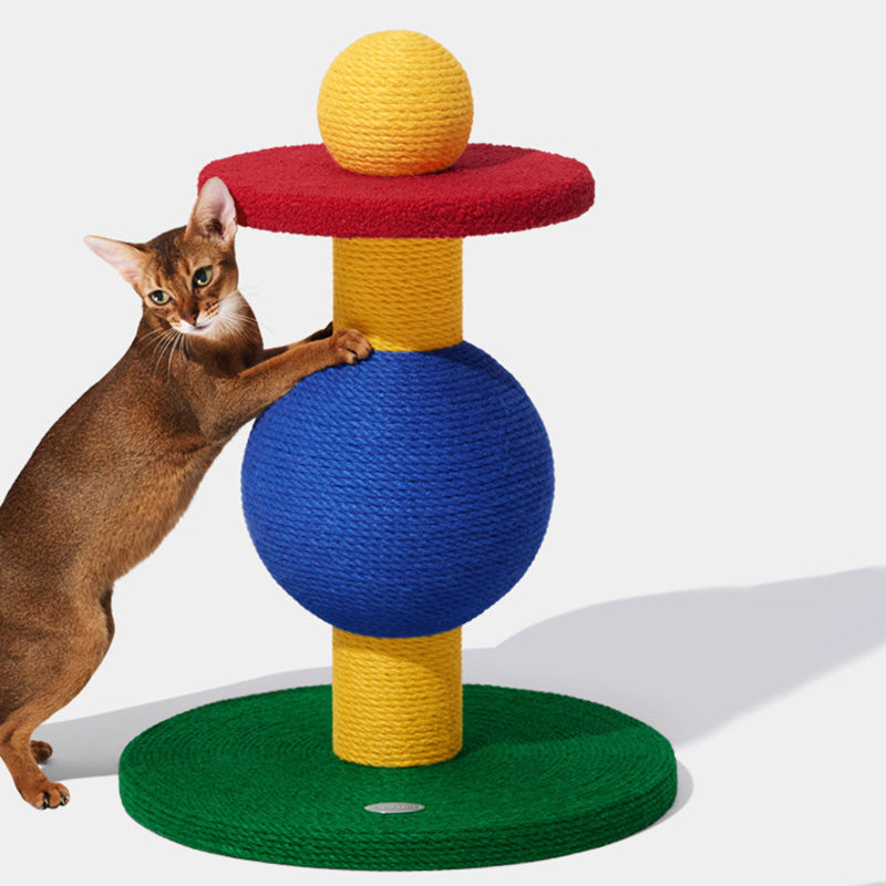 Contemporary Creative Rectangular Particleboard Corrugated Paper Sisal Jute EPS Cat Tree 2/3/4-Tier For Living Room Cuvalon
