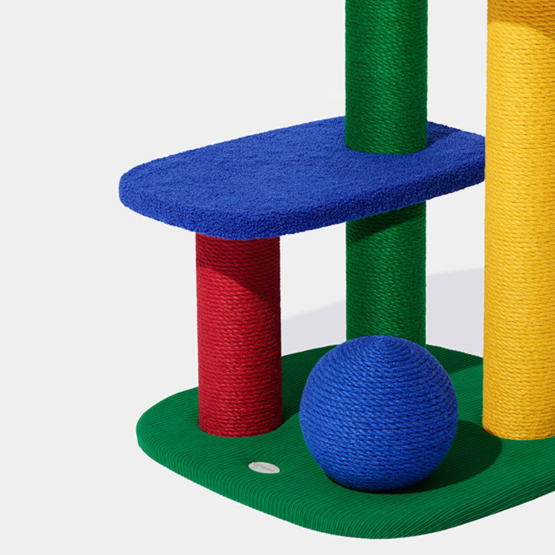 Contemporary Creative Rectangular Particleboard Corrugated Paper Sisal Jute EPS Cat Tree 2/3/4-Tier For Living Room Cuvalon