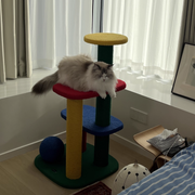 Contemporary Creative Rectangular Particleboard Corrugated Paper Sisal Jute EPS Cat Tree 2/3/4-Tier For Living Room Cuvalon