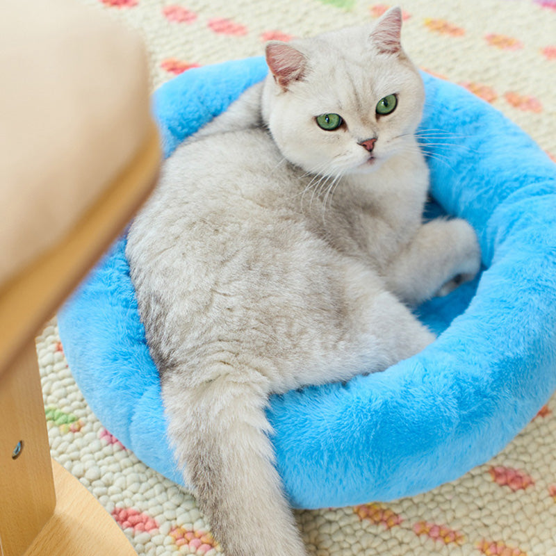 Contemporary Scandinavian Round Particleboard Velvet Fabric Paper Rope Paper Tube Cat Tree 5-Tier For Living Room Cuvalon