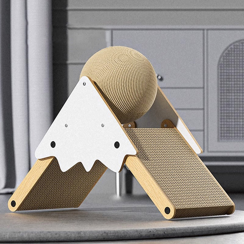 Contemporary Creative Triangular Medium-Density Fiberboard Corrugated Paper Sisal Snow Mountain Cat Tree For Bedroom Cuvalon