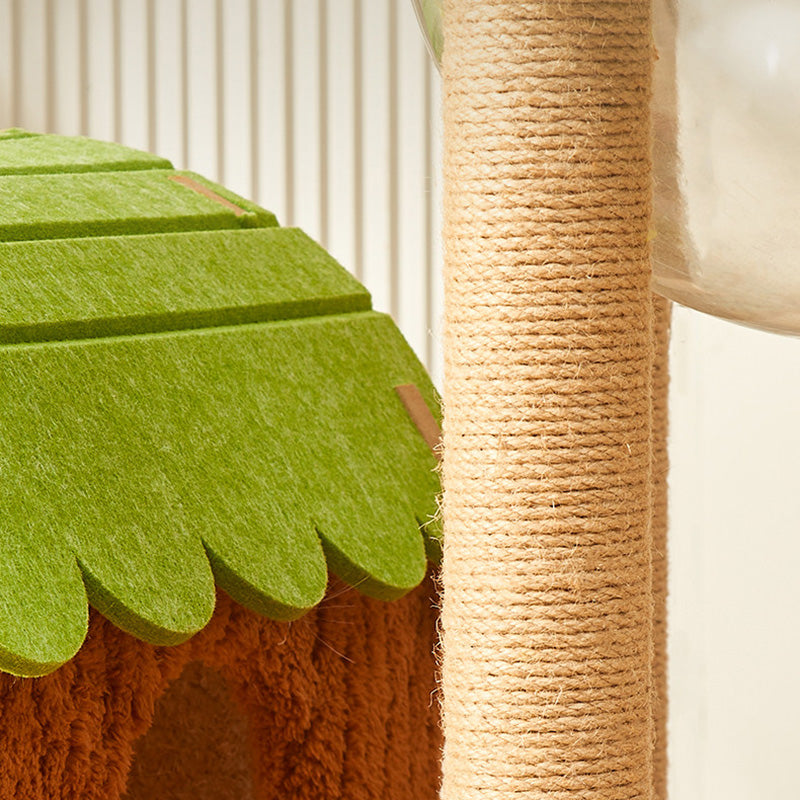 Contemporary Creative Rectangular Medium-Density Fiberboard Velvet Felt Sisal Tree House Cat Tree 2/3/4-Tier For Living Room Cuvalon