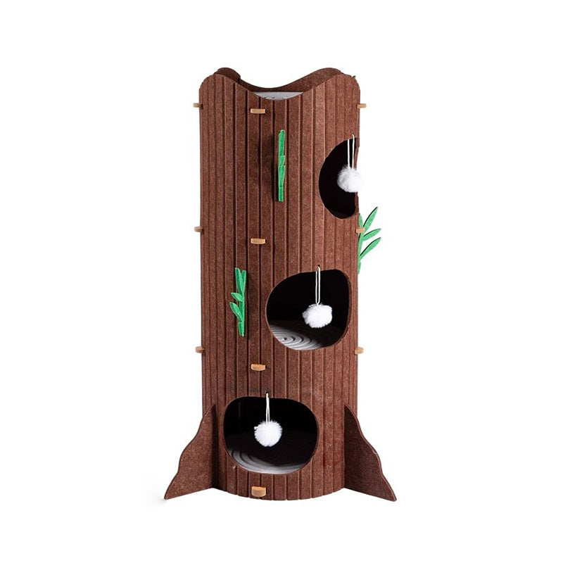 Contemporary Creative Round Medium-Density Fiberboard Felt Tree Stump Cat Tree 2/3-Tier For Living Room Cuvalon