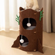 Contemporary Creative Round Medium-Density Fiberboard Felt Tree Stump Cat Tree 2/3-Tier For Living Room Cuvalon