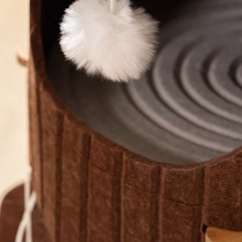 Contemporary Creative Round Medium-Density Fiberboard Felt Tree Stump Cat Tree 2/3-Tier For Living Room Cuvalon
