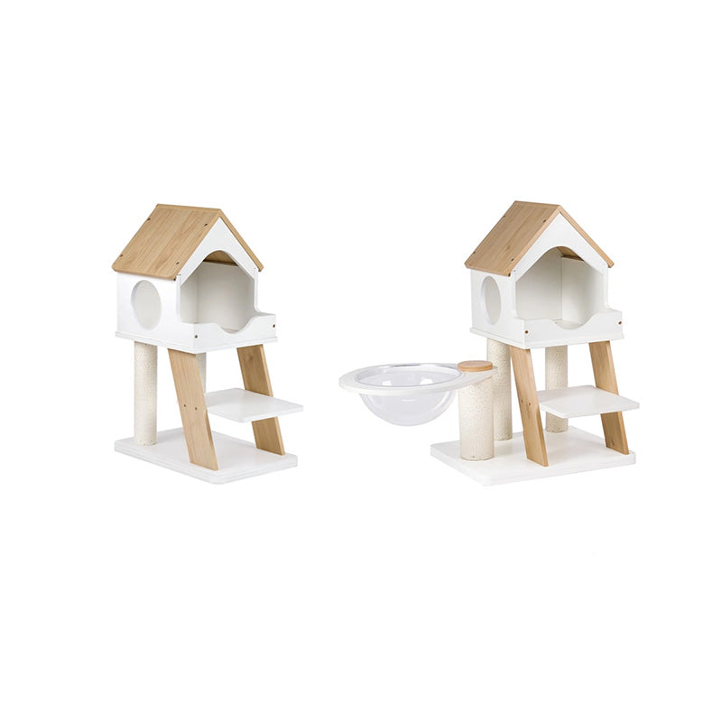 Contemporary Scandinavian Rectangular Plywood PVC Kraft Paper Rope Acrylic Cat Tree For Living Room Cuvalon
