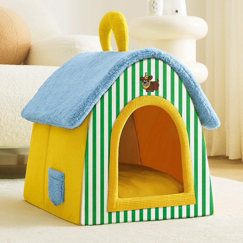 Contemporary Creative Square Velvet Corduroy PP Cotton Drip-Plastic Fabric Handheld Cat Bed For Bedroom Cuvalon