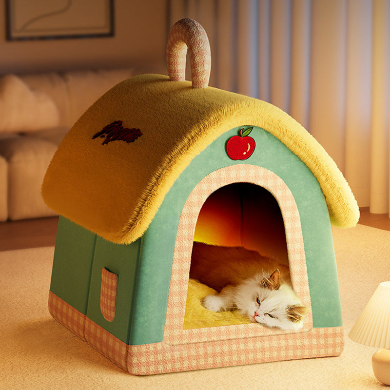 Contemporary Creative Square Velvet Corduroy PP Cotton Drip-Plastic Fabric Handheld Cat Bed For Bedroom Cuvalon