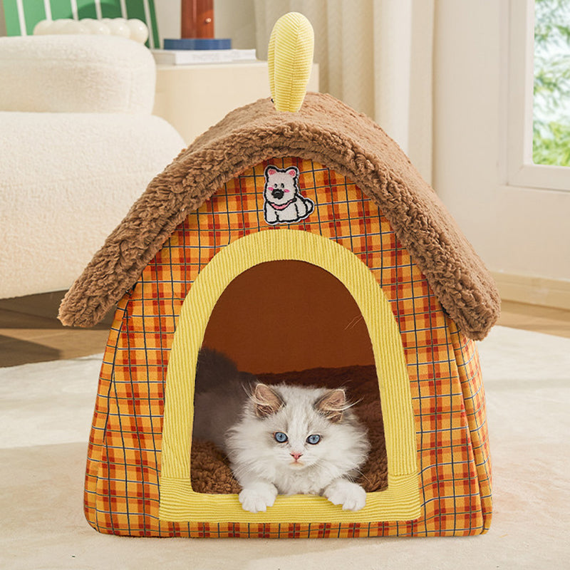 Contemporary Creative Square Velvet Corduroy PP Cotton Drip-Plastic Fabric Handheld Cat Bed For Bedroom Cuvalon