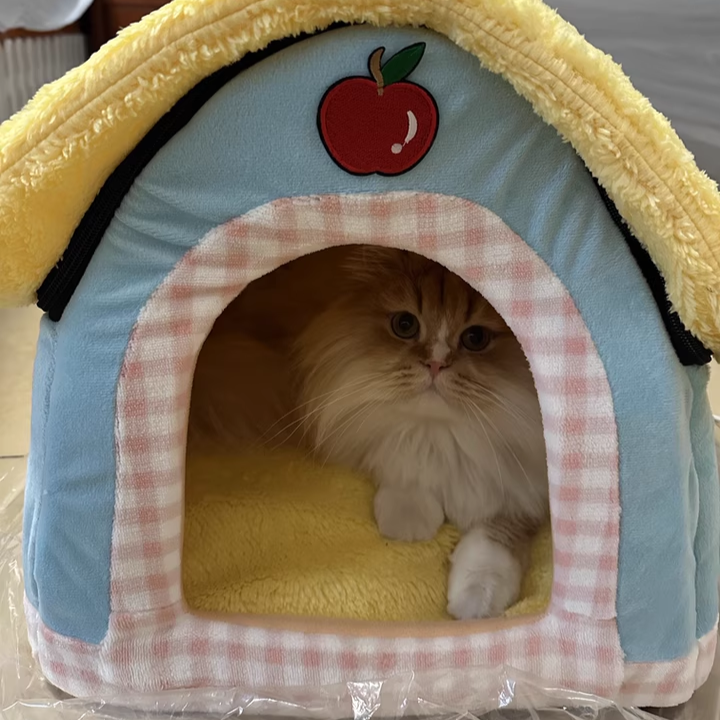 Contemporary Creative Square Velvet Corduroy PP Cotton Drip-Plastic Fabric Handheld Cat Bed For Bedroom Cuvalon