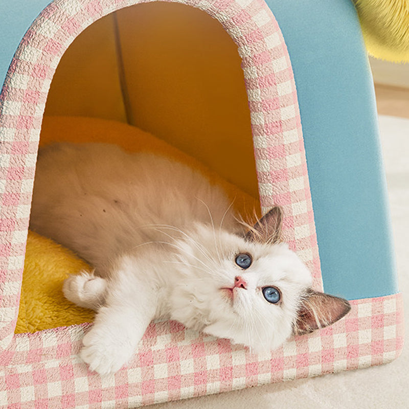 Contemporary Creative Square Velvet Corduroy PP Cotton Drip-Plastic Fabric Handheld Cat Bed For Bedroom Cuvalon