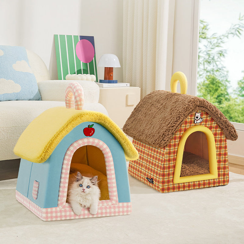 Contemporary Creative Square Velvet Corduroy PP Cotton Drip-Plastic Fabric Handheld Cat Bed For Bedroom Cuvalon