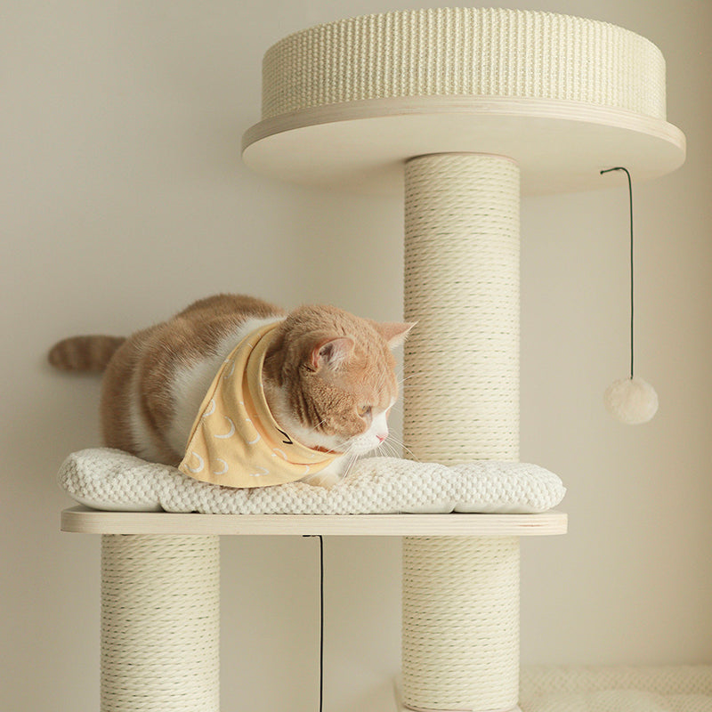 Contemporary Scandinavian Rectangular Plywood Fiberboard Paper Rope Paper Tube Corduroy Cat Tree 5-Tier For Bedroom Cuvalon