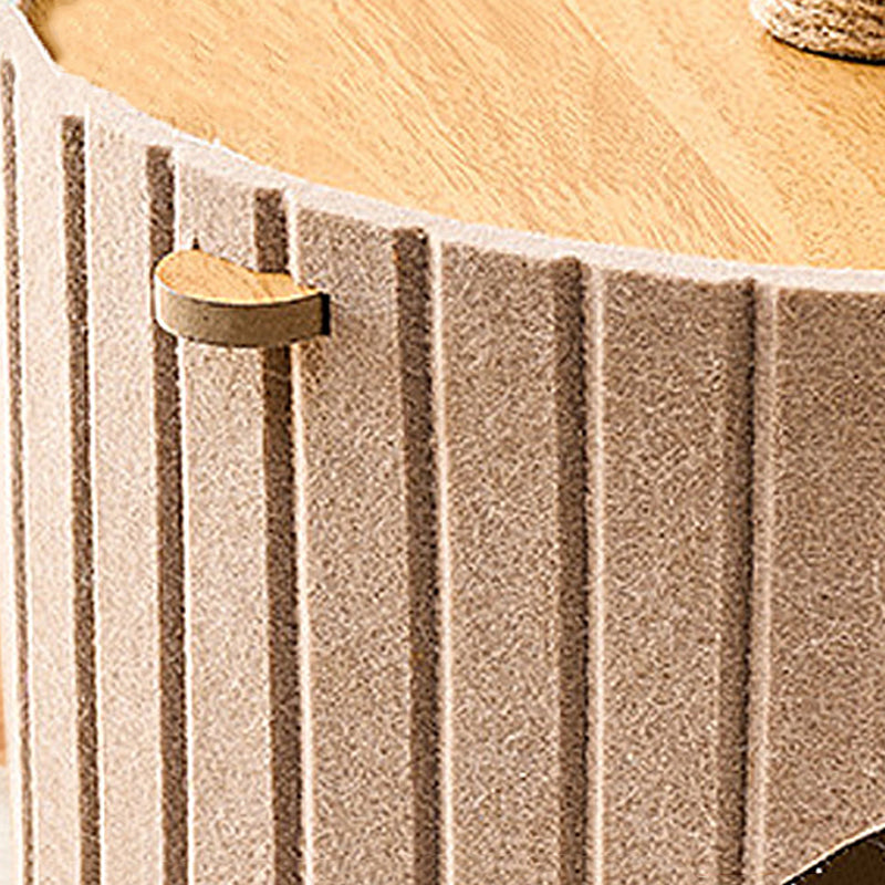 Contemporary Scandinavian Round Medium-Density Fiberboard Hemp Rope Paper Tube Velvet Fabric Felt Cat Tree 4-Tier For Bedroom Cuvalon