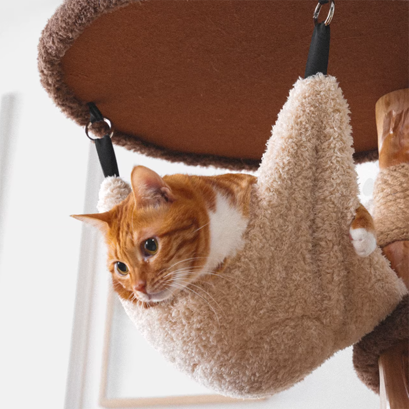 Contemporary Creative Round Particleboard Solid Wood Pillar Velvet Fabric Hemp Rope Cat Tree 6/7-Tier For Living Room Cuvalon