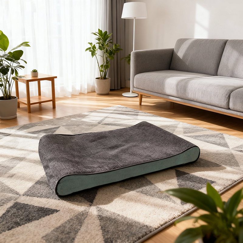 Modern Minimalist Rectangular Pet Bed: Streamlined Wave Design - Compressible Cat Bed For Bedroom Cuvalon