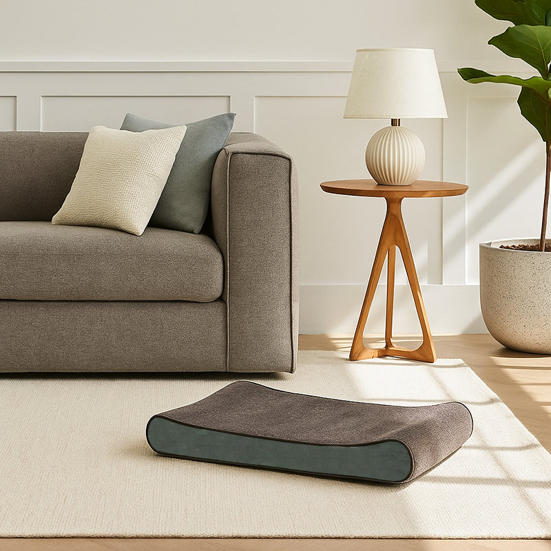 Modern Minimalist Rectangular Pet Bed: Streamlined Wave Design - Compressible Cat Bed For Bedroom Cuvalon