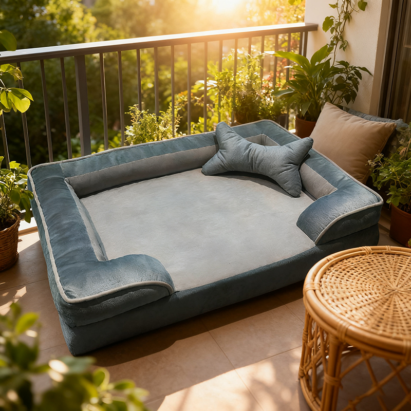 Contemporary Scandinavian Rectangular Pet Bed: Fence-Style Pillow - Compressible Cat Bed For Bedroom Cuvalon