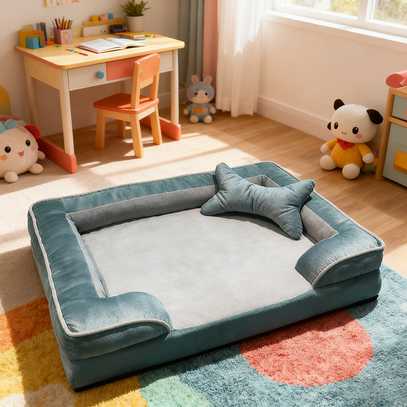 Contemporary Scandinavian Rectangular Pet Bed: Fence-Style Pillow - Compressible Cat Bed For Bedroom Cuvalon