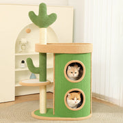 Contemporary Creative Round Particleboard Velvet Fabric Sisal Paper Tube Cactus Cat Tree & Condo 2-Condo 1-Perch For Bedroom Cuvalon