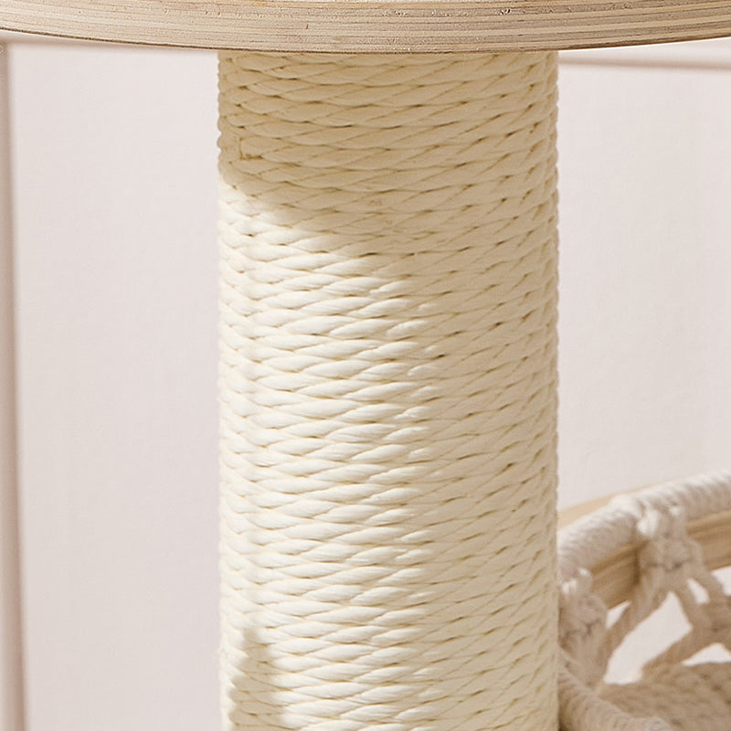 Contemporary Scandinavian Round Plywood Paper Rope Sisal Velvet Fabric Cat Tree & Condo 2-Condo 2-Perch For Bedroom Cuvalon