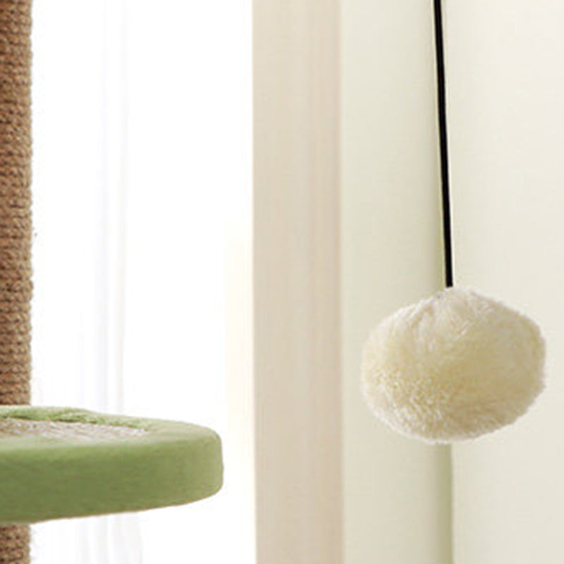 Contemporary Scandinavian Rectangular Particleboard Velvet Fabric Sisal Cat Tree 3-Perch For Bedroom Cuvalon