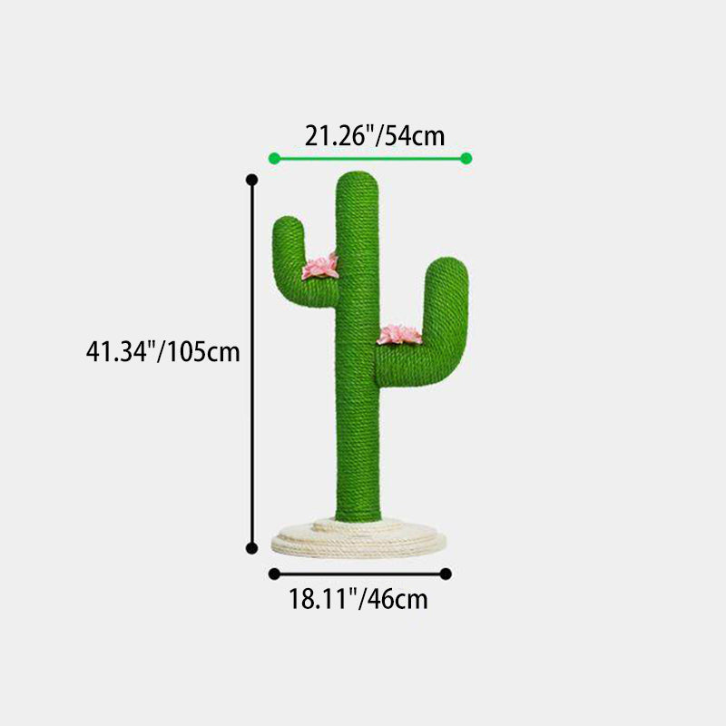 Contemporary Creative Round PVC Plastic Velvet Fabric Hemp Rope Cactus Cat Scratching Post 1-Condo 1-Perch For Bedroom Cuvalon