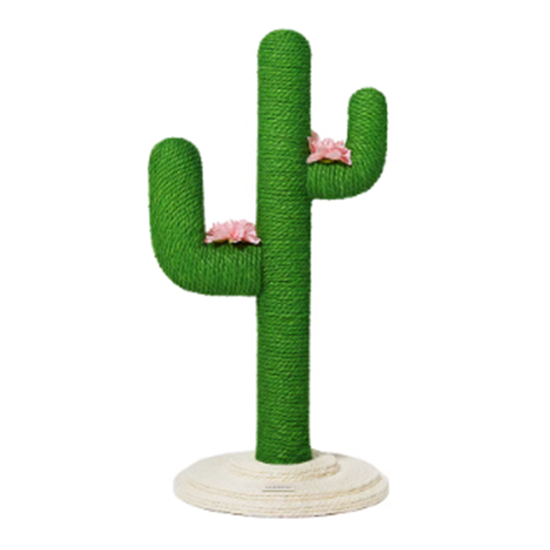 Contemporary Creative Round PVC Plastic Velvet Fabric Hemp Rope Cactus Cat Scratching Post 1-Condo 1-Perch For Bedroom Cuvalon