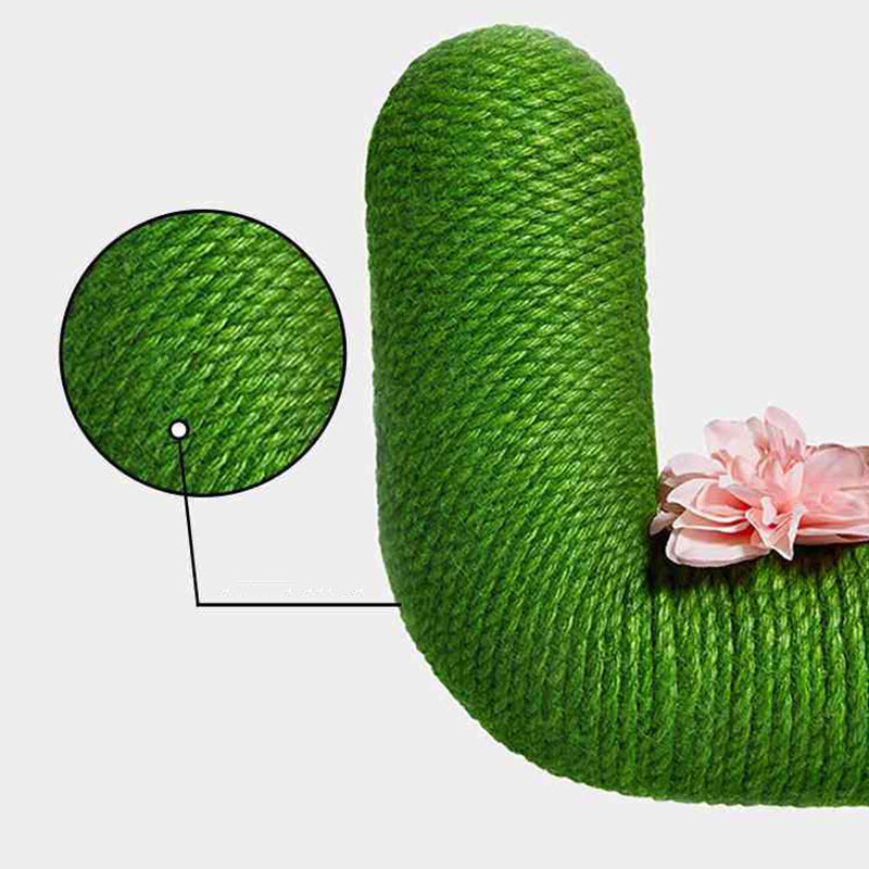 Contemporary Creative Round PVC Plastic Velvet Fabric Hemp Rope Cactus Cat Scratching Post 1-Condo 1-Perch For Bedroom Cuvalon