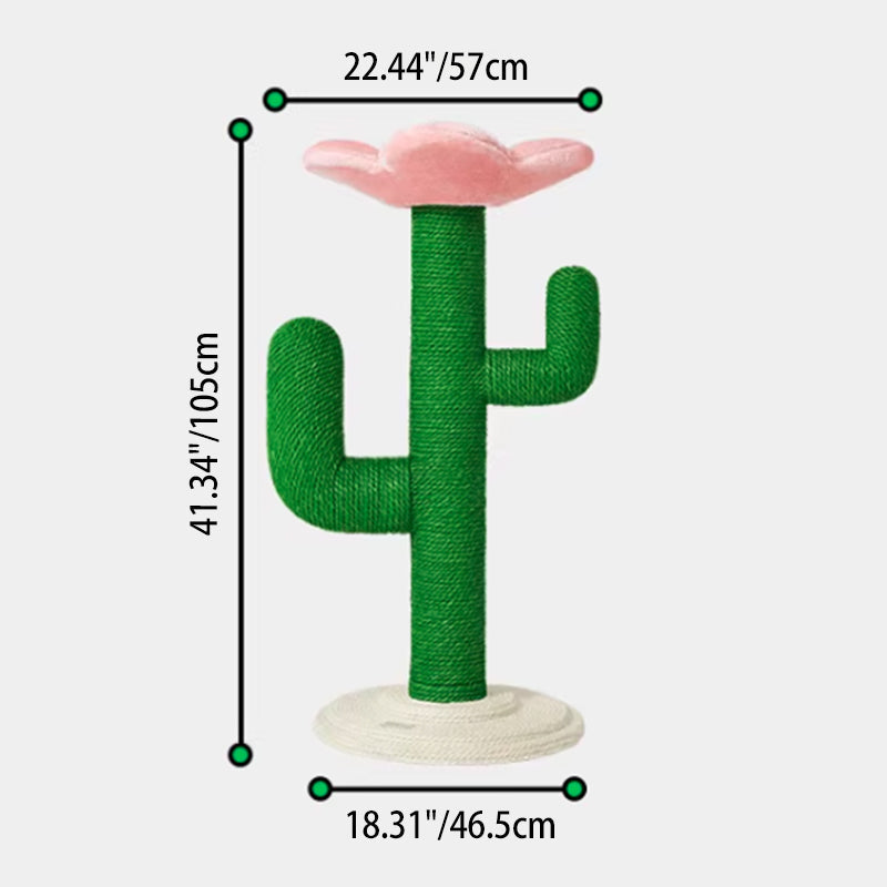 Contemporary Creative Round PVC Plastic Velvet Fabric Hemp Rope Cactus Cat Scratching Post 1-Condo 1-Perch For Bedroom Cuvalon