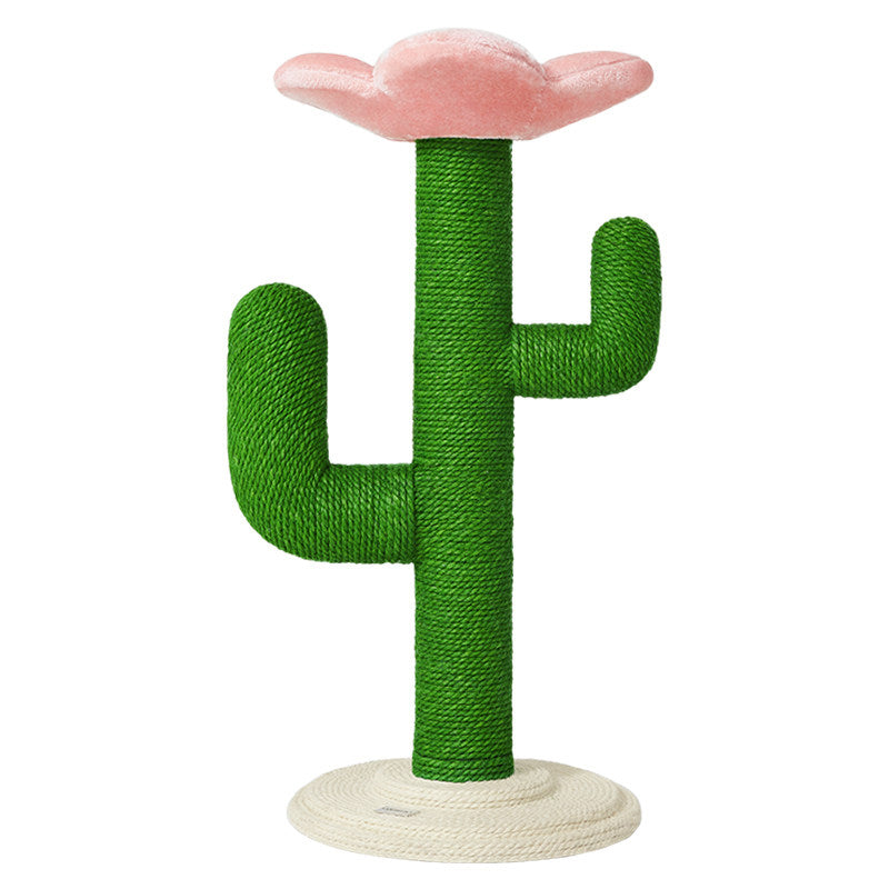 Contemporary Creative Round PVC Plastic Velvet Fabric Hemp Rope Cactus Cat Scratching Post 1-Condo 1-Perch For Bedroom Cuvalon
