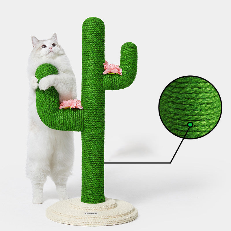 Contemporary Creative Round PVC Plastic Velvet Fabric Hemp Rope Cactus Cat Scratching Post 1-Condo 1-Perch For Bedroom Cuvalon