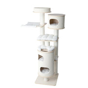Contemporary Scandinavian Round Plywood Medium-Density Fiberboard Corduroy Paper Rope Cat Tree 2/3-Condo 2/3-Perch For Bedroom Cuvalon