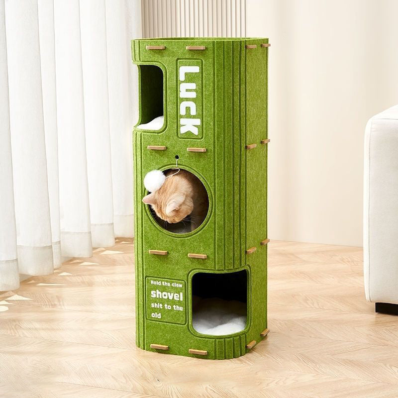 Modern Minimalist Rectangular Felt Board Cat Tree 2/3-Tier For Living Room Cuvalon