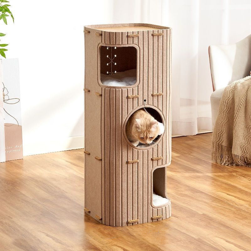 Modern Minimalist Rectangular Felt Board Cat Tree 2/3-Tier For Living Room Cuvalon
