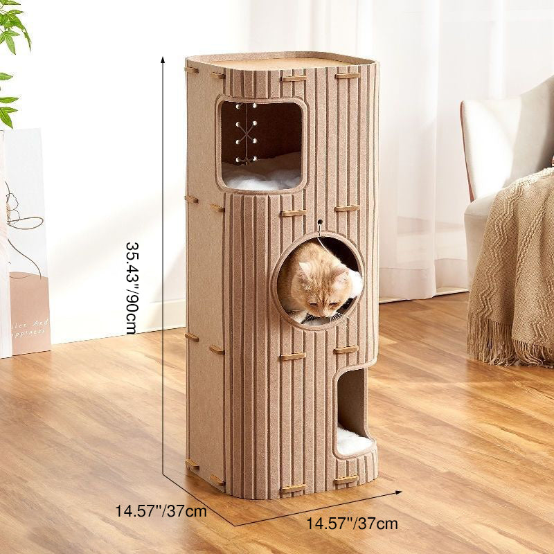 Modern Minimalist Rectangular Felt Board Cat Tree 2/3-Tier For Living Room Cuvalon