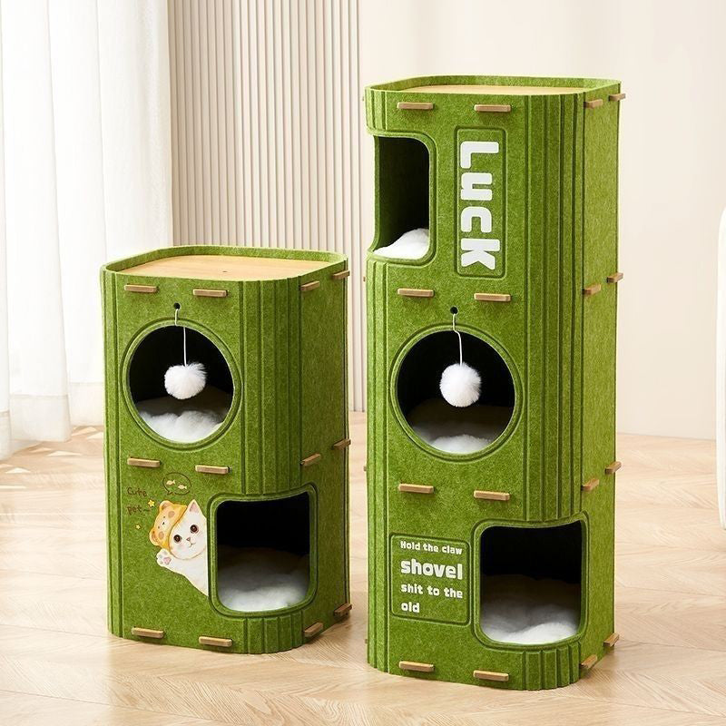 Modern Minimalist Rectangular Felt Board Cat Tree 2/3-Tier For Living Room Cuvalon