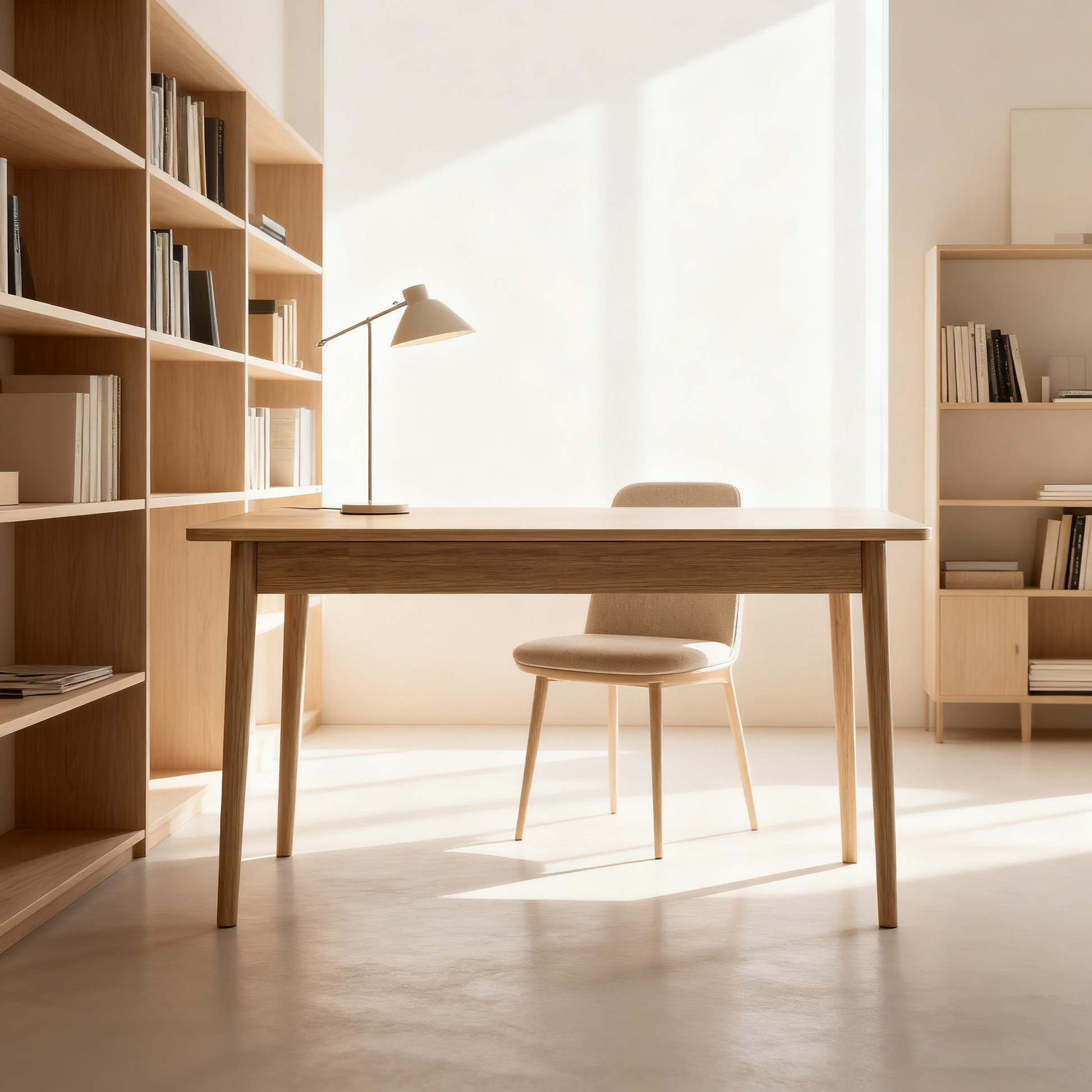 Modern Simplicity Desk & Chair Set - Solid Ash Wood, Sturdy, Stable, Natural Grain, Eco-Friendly Ergonomic For Home Office Cuvalon