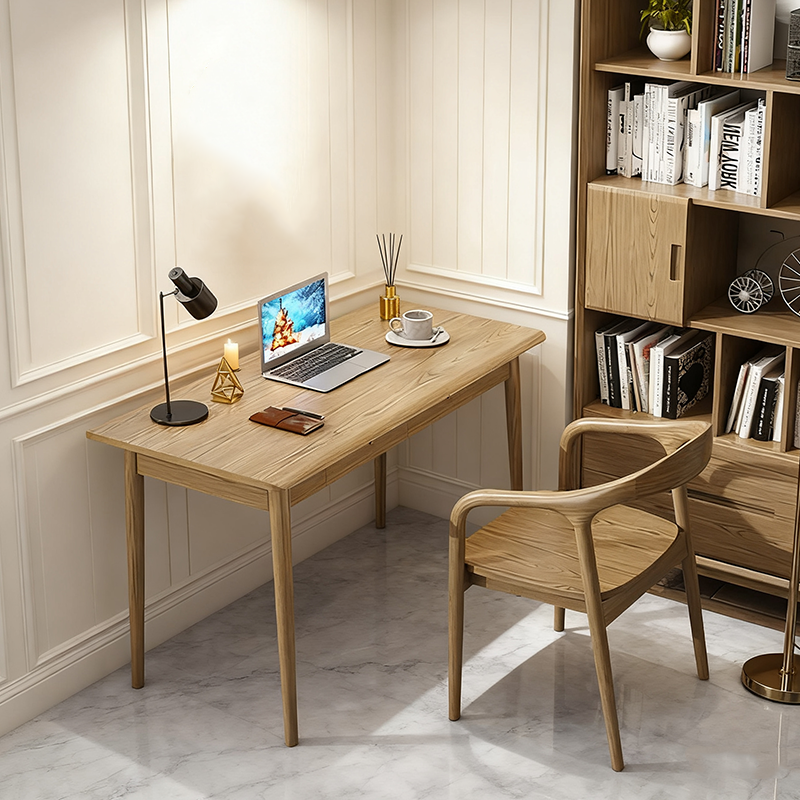 Modern Simplicity Desk & Chair Set - Solid Ash Wood, Sturdy, Stable, Natural Grain, Eco-Friendly Ergonomic For Home Office Cuvalon