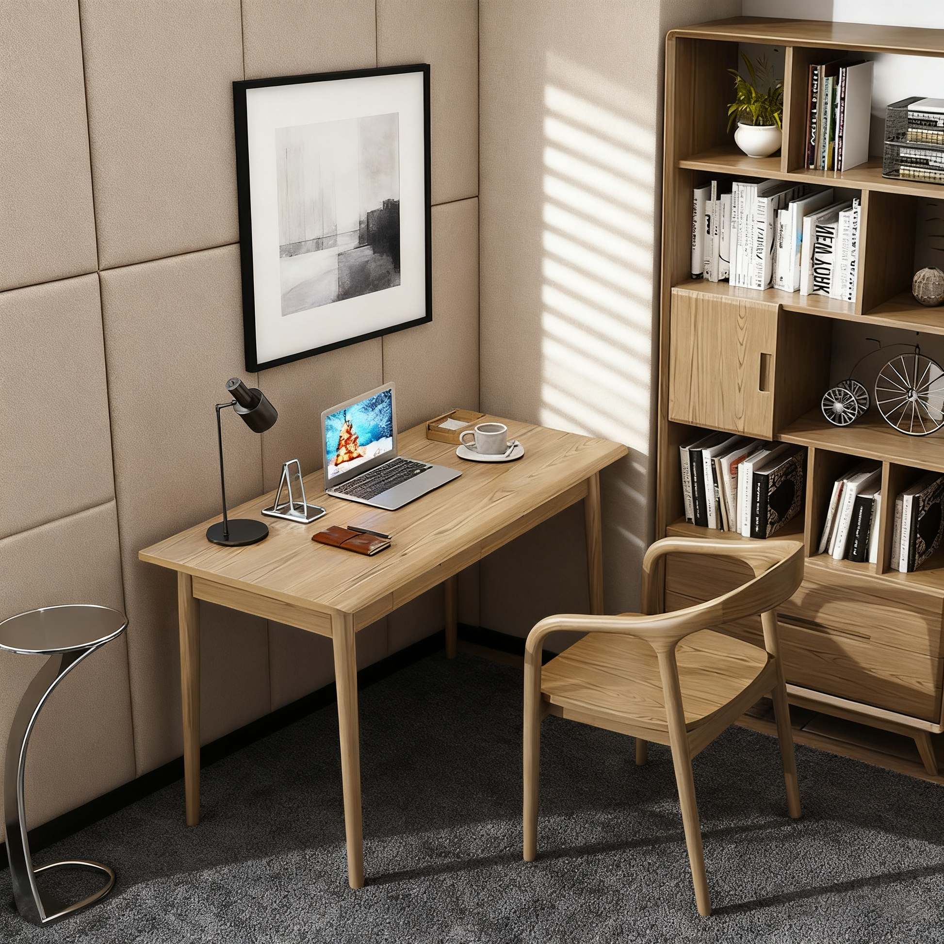 Modern Simplicity Desk & Chair Set - Solid Ash Wood, Sturdy, Stable, Natural Grain, Eco-Friendly Ergonomic For Home Office Cuvalon