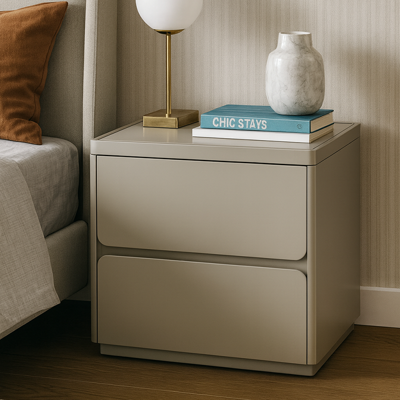 Modern Minimalist Rectangular Nightstand - MDF, Durable Structure, Smooth Surface & Quiet Storage For Bedroom Cuvalon