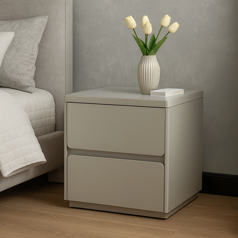 Modern Minimalist Rectangular Nightstand - MDF, Durable Structure, Smooth Surface & Quiet Storage For Bedroom Cuvalon
