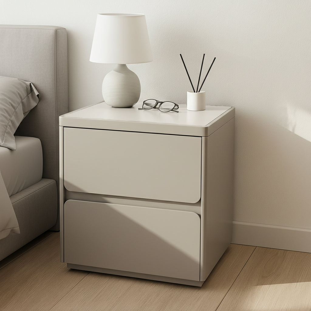 Modern Minimalist Rectangular Nightstand - MDF, Durable Structure, Smooth Surface & Quiet Storage For Bedroom Cuvalon