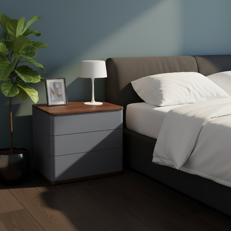 Modern Simplicity Rectangular Nightstand - Solid Wood Multi-layer Board, Premium Saddle Leather Upholstery, Refined Craftsmanship & Stable Support For Bedroom Cuvalon