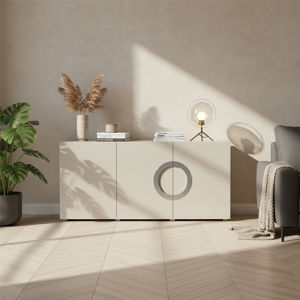 Modern Minimalist Rectangular Storage Cabinet - MDF: Ready-to-Use, Sturdy Stable & Easy-to-Clean Storage For Living Room Cuvalon