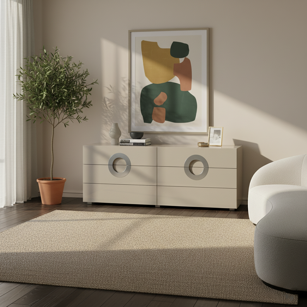 Modern Minimalist Rectangular Storage Cabinet - MDF: Large-Capacity, Sturdy Reinforced Frame, Clear Partitioning & Spacious Tabletop For Living Room, Bedroom & Storage Room Cuvalon
