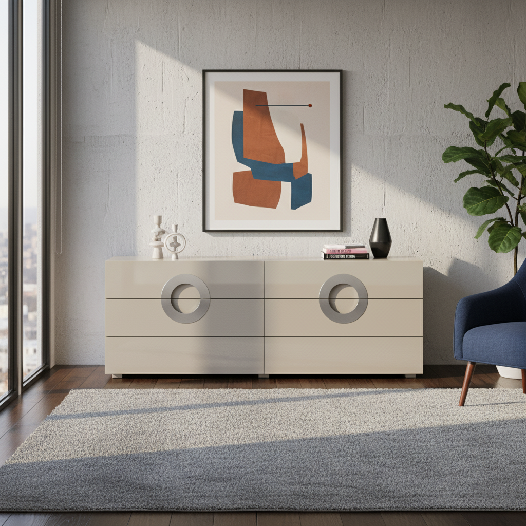 Modern Minimalist Rectangular Storage Cabinet - MDF: Large-Capacity, Sturdy Reinforced Frame, Clear Partitioning & Spacious Tabletop For Living Room, Bedroom & Storage Room Cuvalon