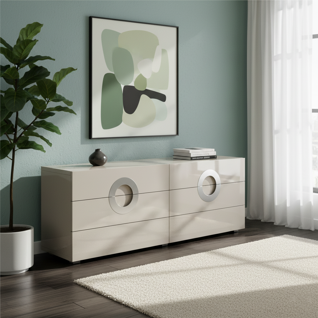Modern Minimalist Rectangular Storage Cabinet - MDF: Large-Capacity, Sturdy Reinforced Frame, Clear Partitioning & Spacious Tabletop For Living Room, Bedroom & Storage Room Cuvalon
