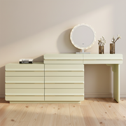 Space-saving Extendable Makeup Vanity - Nordic Matcha Green MDF Solid Wood Particle Board 6 Drawers Design For Bedroom Cuvalon