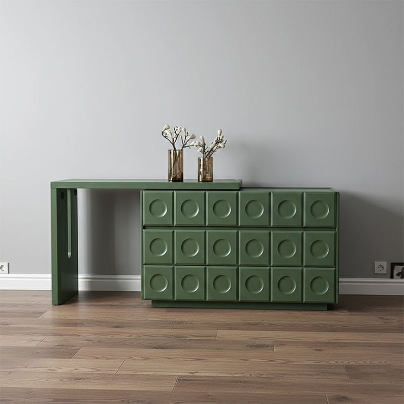 6-Drawer Green Makeup Vanity - Nordic Style Practical Storage Design With Premium MDF And Solid Wood Particle Board For Bedroom Cuvalon
